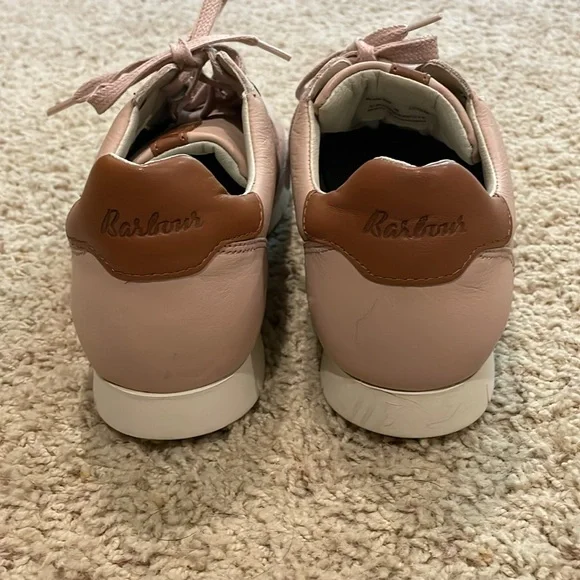 Barbour Blush Pink Leather Sneakers UK6 USA8 NEW IN THE BOX - Picture 4 of 8
